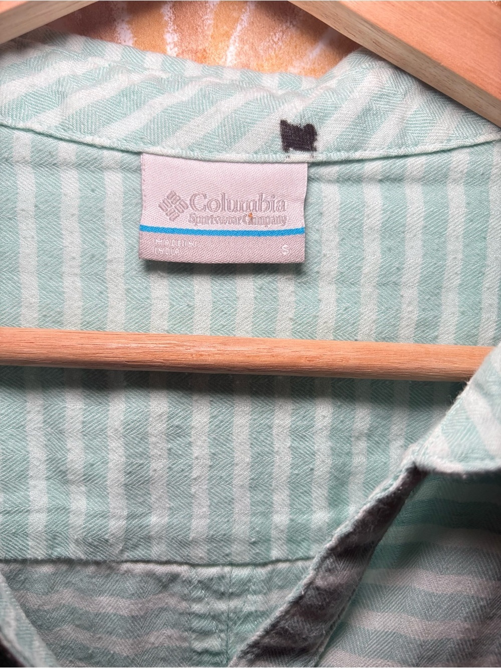 Columbia Women's Mint Green Striped Button-Down Shirt | Roll-Tab Sleeves - Picture 3 of 13